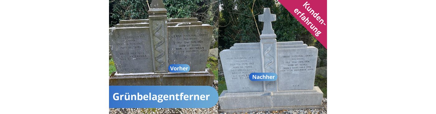 Über 100 Jahre alt und von Grünbelag befreit - Grünbelagentferner als Grabsteinreiniger | Nanoprotect.de