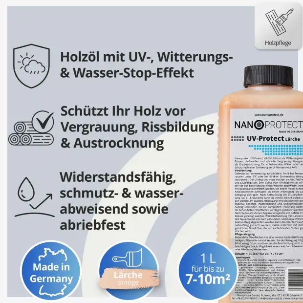 UV-Protect Lärche - 1 Liter - Witterungsschutz