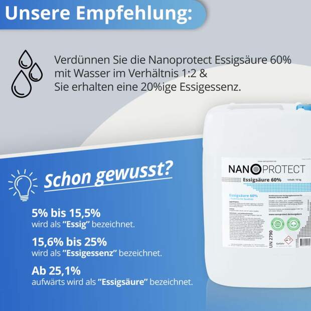 Essigsäure 60% - 10 kg - Klimaneutral