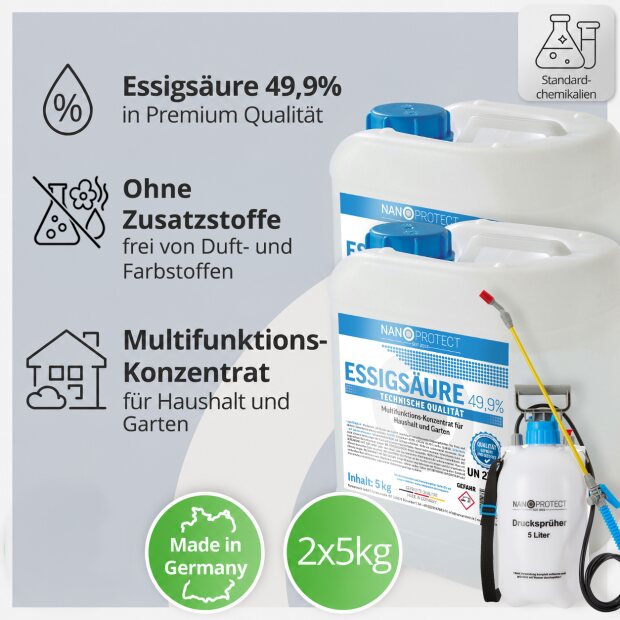 Essigsäure 49,9% - 10 kg + Drucksprüher