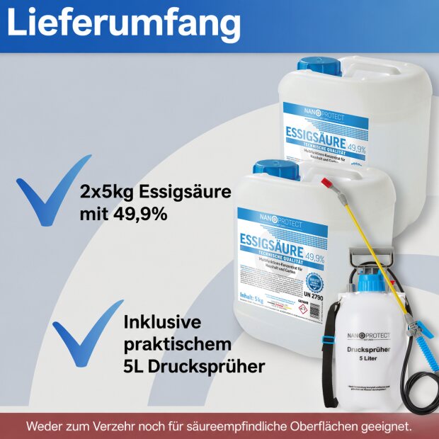 Essigsäure 49,9% - 10 kg + Drucksprüher