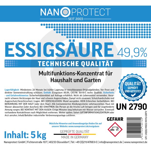 Essigsäure 49,9% - 10 kg + Drucksprüher