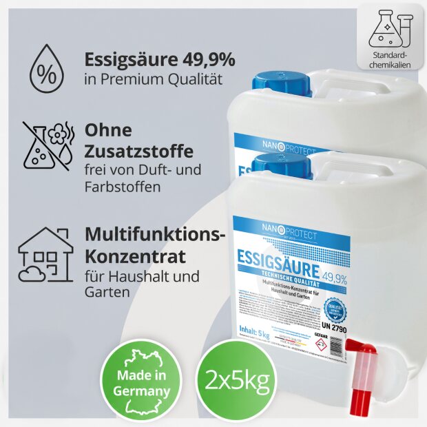 Essigsäure 49,9% - 10 kg + Auslaufhahn