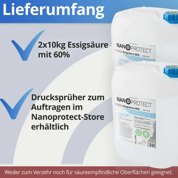 Essigsäure 60% - 2 x 10 kg - Klimaneutral
