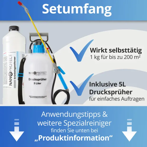 Grünbelagentferner Konzentrat - 1 kg + Drucksprüher