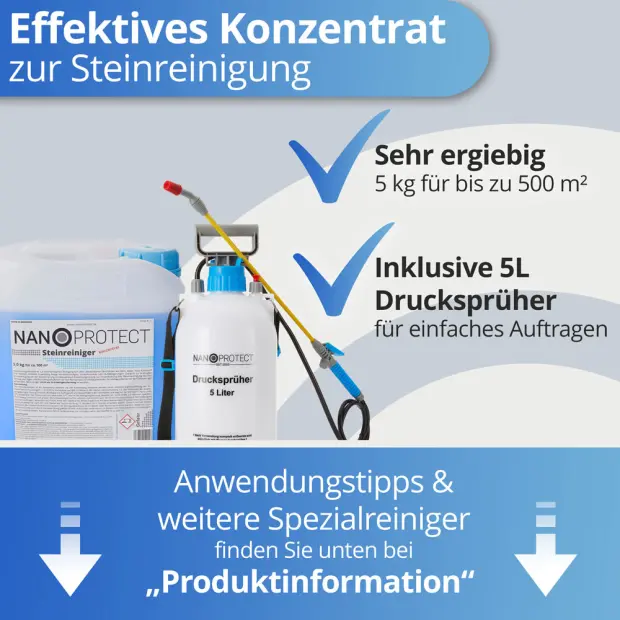 Steinreiniger Konzentrat - 5 kg + Drucksprüher