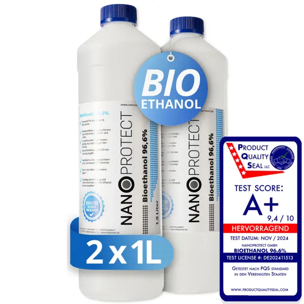 Bioethanol 96,6% - 1 Liter - Doppelpack