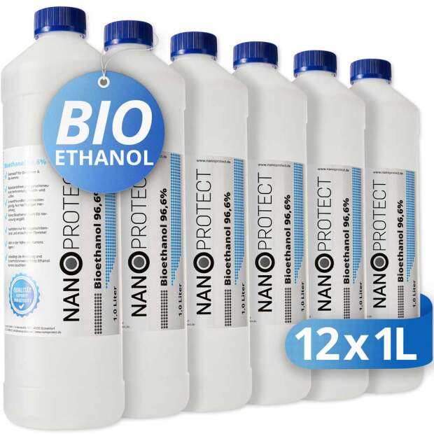 Bioethanol 96,6% - 1 Liter - Zwölferpack