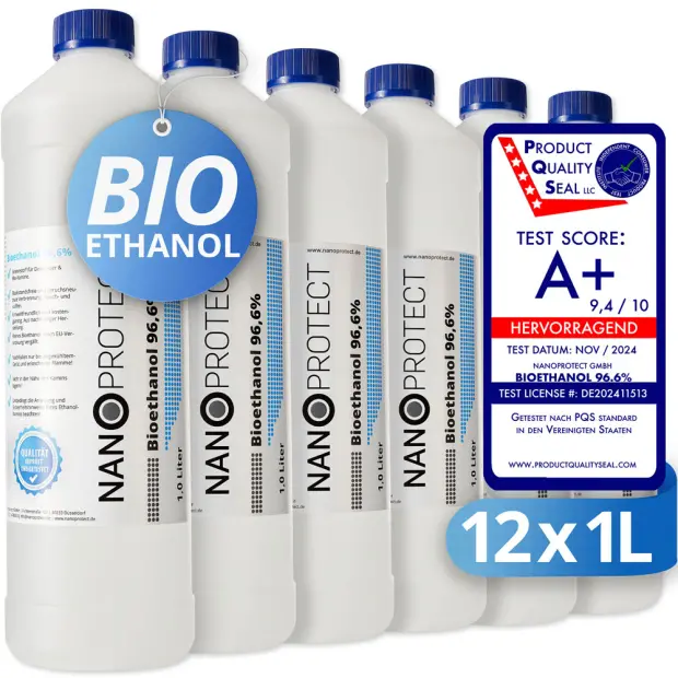 Bioethanol 96,6% - 1 Liter - Zwölferpack