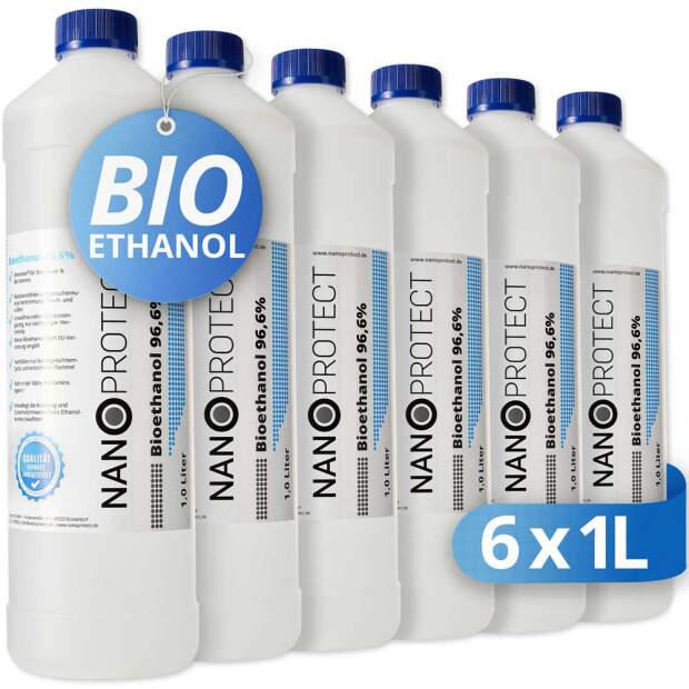 Bioethanol 96,6% - 1 Liter - Sechserpack