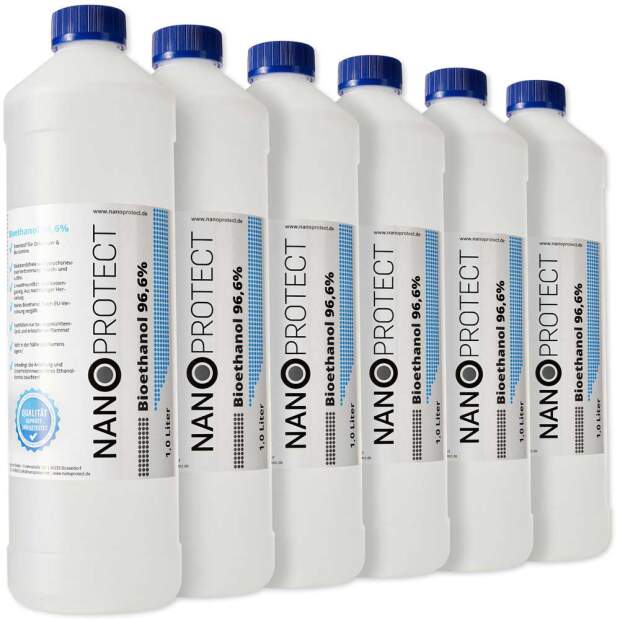 Bioethanol 96,6% - 1 Liter - Sechserpack