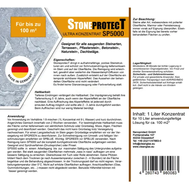 StoneprotecT SP5000 Ultra Konzentrat - 1 Liter - Steinversiegelung