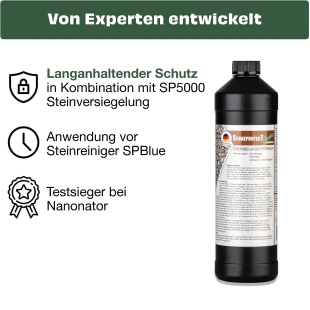 StoneprotecT SPGREEN Konzentrat - 1 Liter - Grünbelagentferner