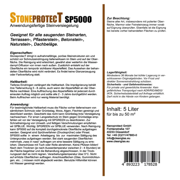 StoneprotecT SP5000 - 2 x 5 Liter - Steinversiegelung