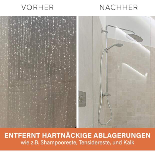 CleanglaS Glasreinigung - Set - mit Entkalker + Glasreinigungspolitur + Tuch