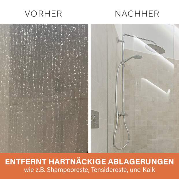 CleanglaS Glasreinigung - Komplett Set - mit Entkalker + Glasreinigungspolitur + Polierschwämme