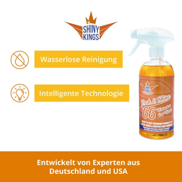 Shinykings Wash & Shine CAR - Wasserloser Schnellreiniger - 0,5 Liter