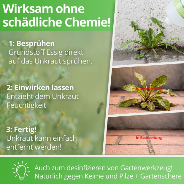 Essigsäure Grundstoff - Unkrautvernichter - 1 Liter