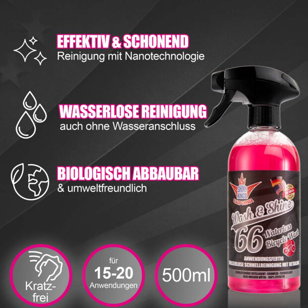 Shinykings Wash & Shine BICYCLE - Wasserloser Fahrradreiniger - 0,5 Liter