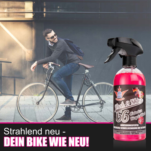 Shinykings Wash & Shine BICYCLE - Wasserloser Fahrradreiniger - 0,5 Liter + Spezialtuch