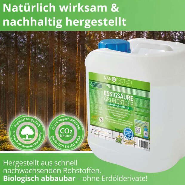 Essigsäure Grundstoff - Unkrautvernichter - 10 Liter