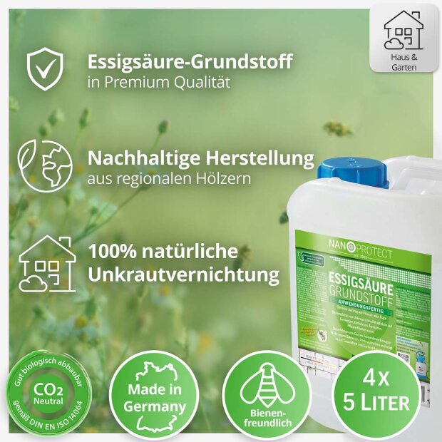 Essigsäure Grundstoff - Unkrautvernichter - 20 Liter