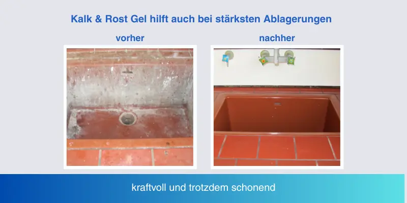 Nanoprotect Kalk & Rost Gel entfernt hartnäckige Kalkrückstände, Rostflecken, Seifenrückstände oder verkrusteten Urinstein