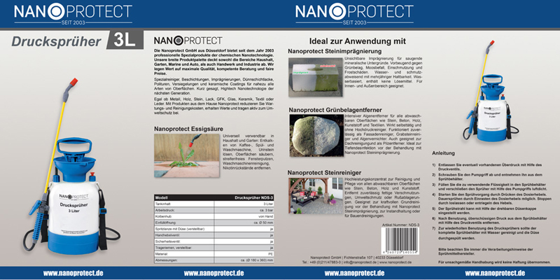 Nanoprotect Drucksprüher - 3 Liter - Pumpsprüher
