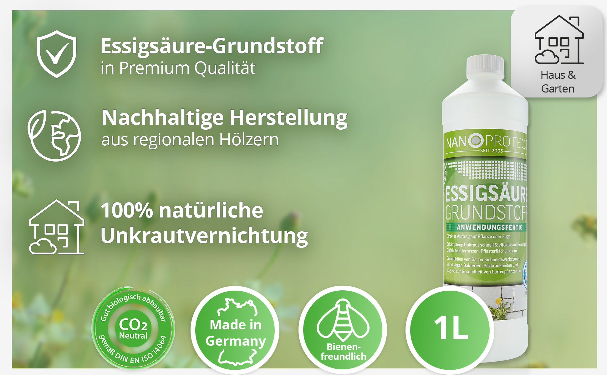 Nanoprotect Unkrautvernichter - Essigsäure Grundstoff