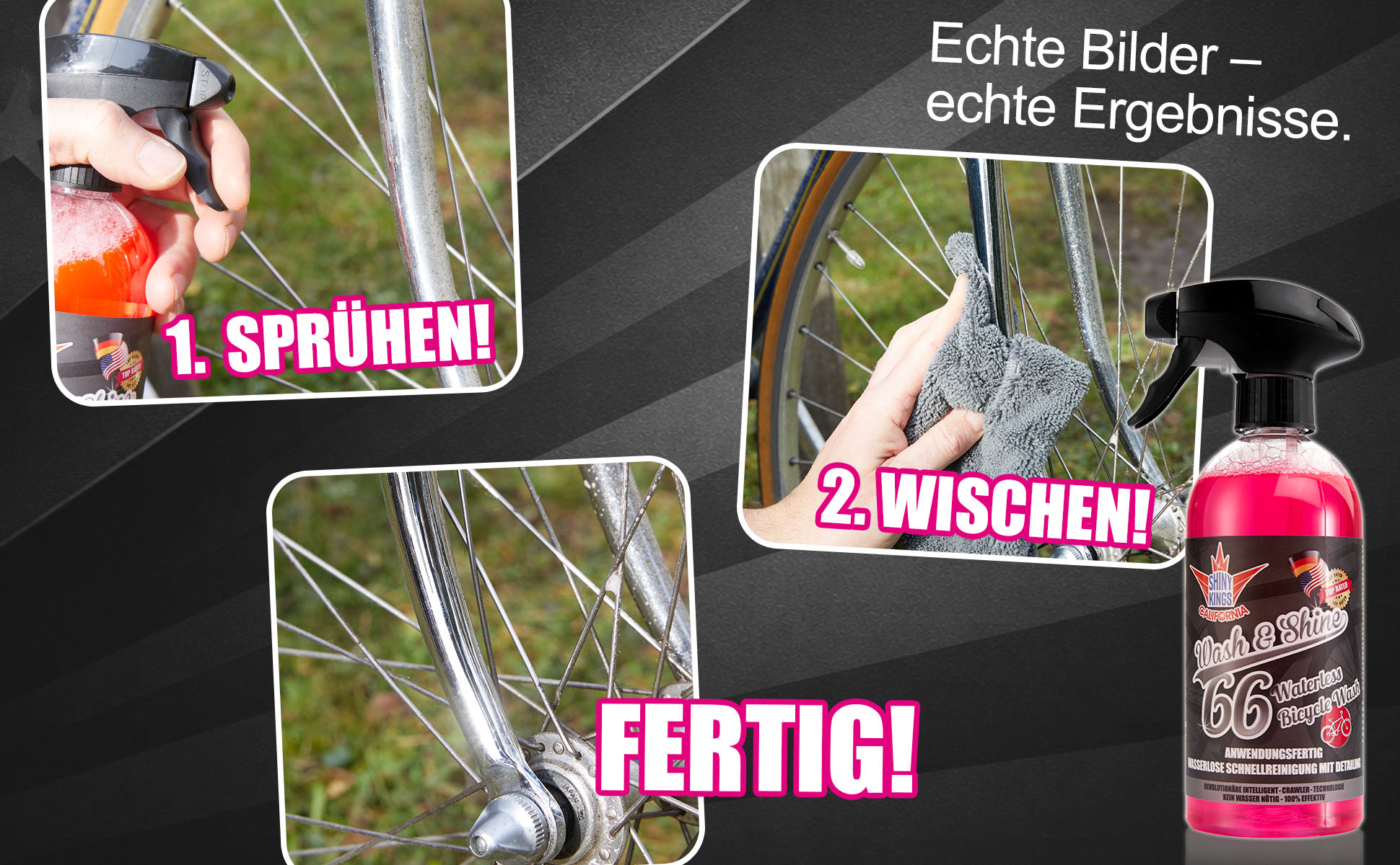 Shinykings Fahrradreiniger - Schnellreiniger ohne Wasser